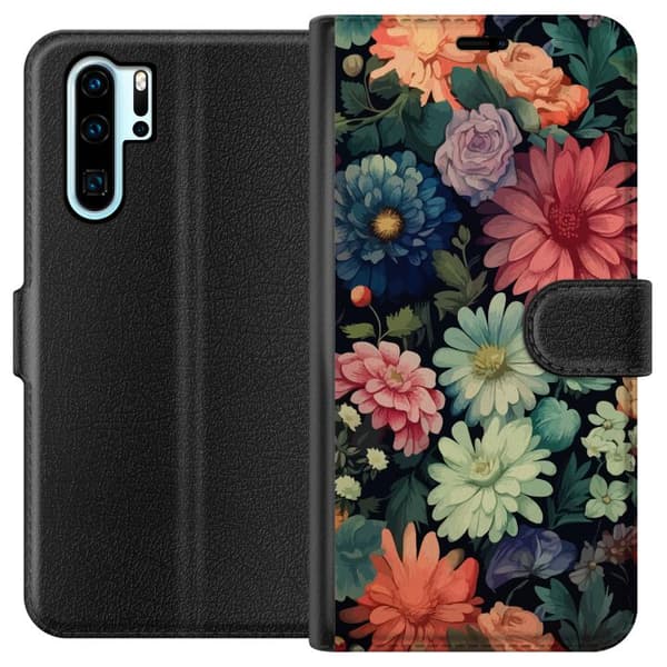 Kompatibelt Lommeboketui til Huawei P30 Pro Blomster