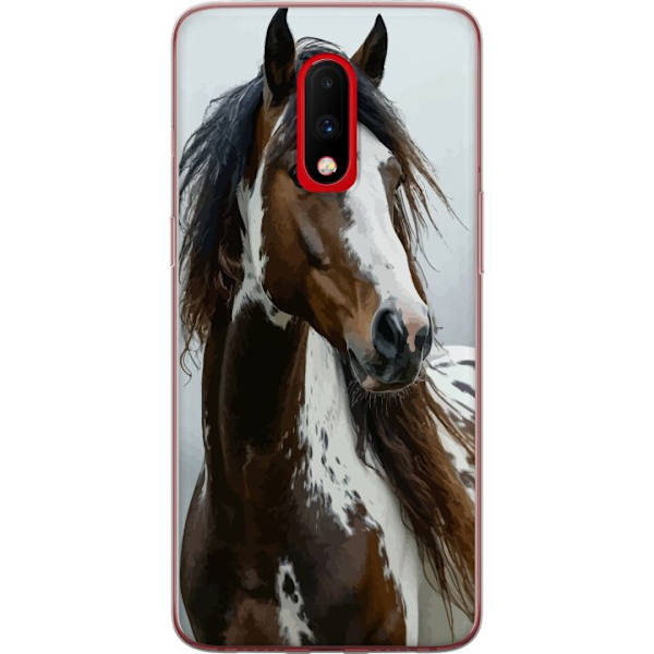 OnePlus 7 Genomskinligt Skal Häst Djurmotiv Grafisk Design Natur Kraftfullt Motiv Populär Väggkonst Djurtema Ridning