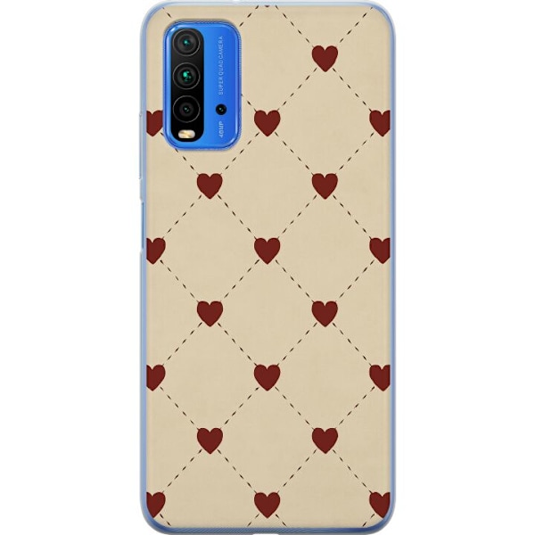Xiaomi Redmi 9T Genomskinligt Skal Heart Grid