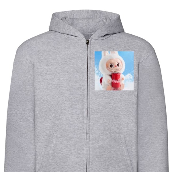 Zip-Hoodie | Huvtröja med Dragkedja för Vuxna Labubu Summer grå S