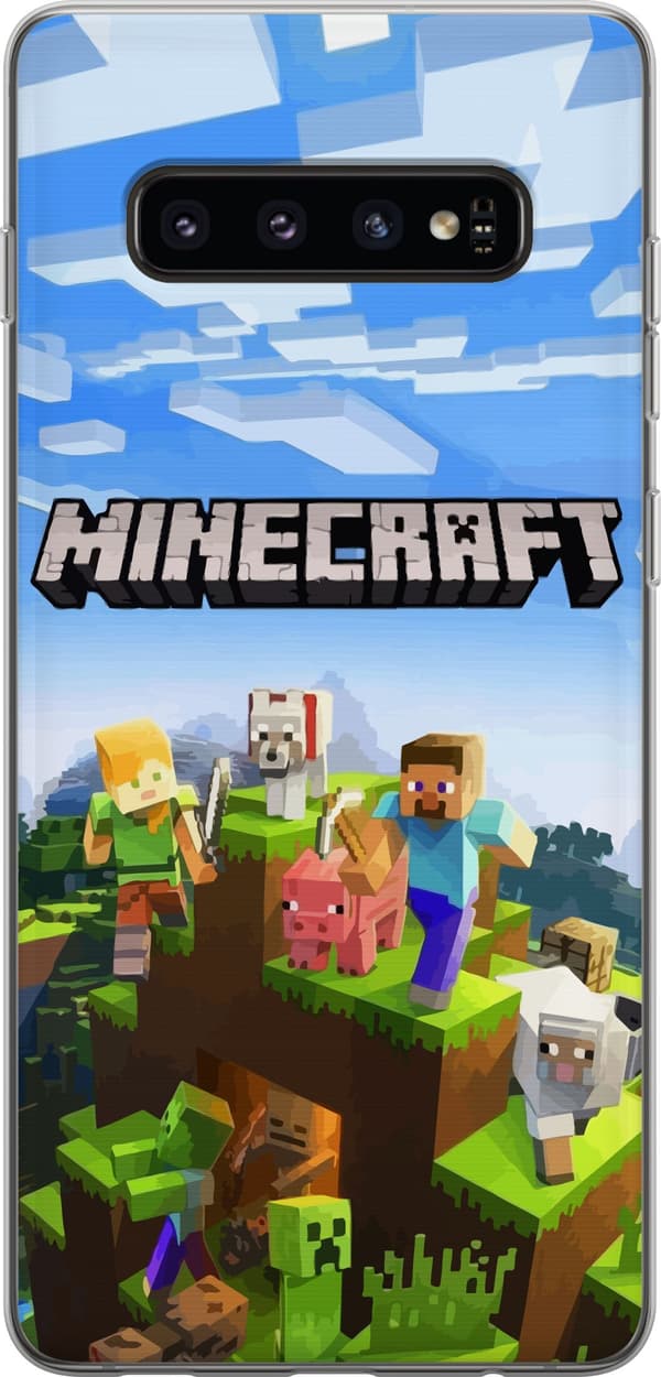 Kompatibelt Mobilskal till Samsung Galaxy S10 Minecraft Creeper block pixel retro gaming