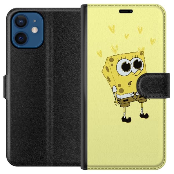 Kompatibel Tegnebogsetui til Apple iPhone 12 mini SvampeBob Firkant
