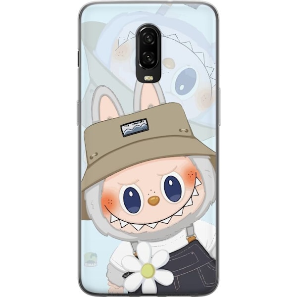OnePlus 6T Gjennomsiktig deksel Labubu med hatt - Pop Mart-fig