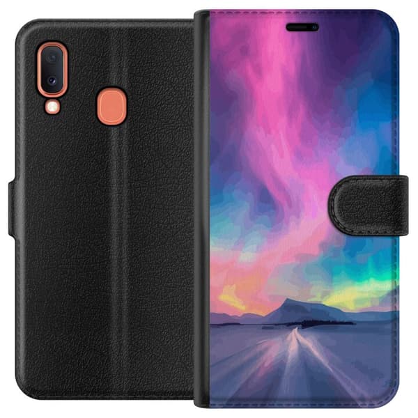 Kompatibelt Plånboksfodral till Samsung Galaxy A20e Norrsken