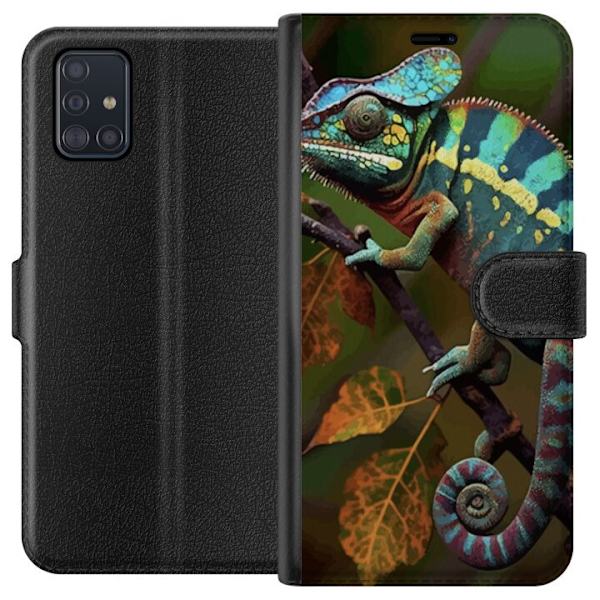 Samsung Galaxy A51 Plånboksfodral Ödla Grafisk Streetwear Design Djurmönster Modern Urban Stil Populärt Motiv Kreativ Art Trend