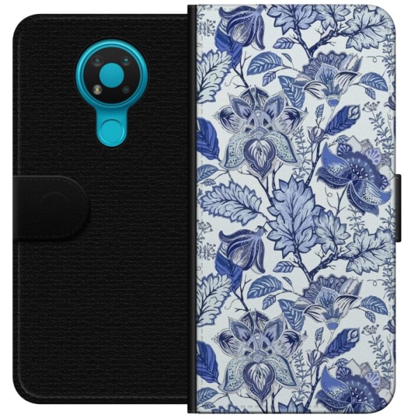 Nokia 3.4 Plånboksfodral Blommor Blå...