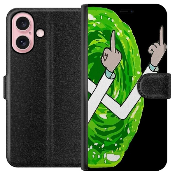 Apple iPhone 16 Lommeboketui Rick and Morty