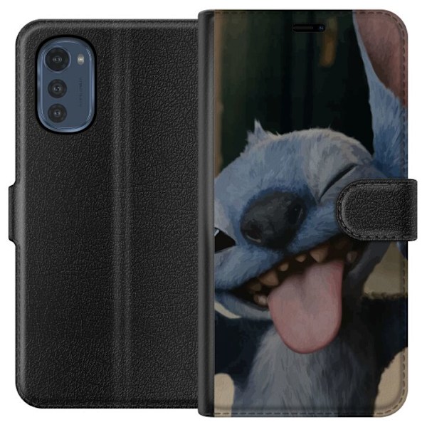 Motorola Moto E32s Tegnebogsetui Stitch Sød Alien - Blå Favorit fra Ydre Rummet