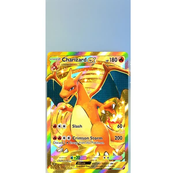 Kompatibel Tegnebogsetui til Apple iPhone 13 Pro Gylden Charizard EX samlerkort med regnbueeffekter guld