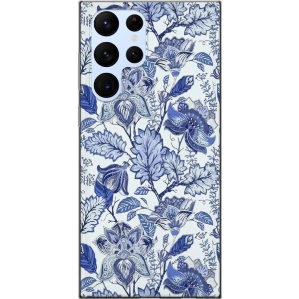 Samsung Galaxy S22 Ultra 5G Gennemsigtig cover Blomster Blå..