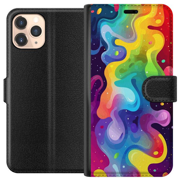 Apple iPhone 11 Pro Plånboksfodral Color Splash Abstrakt Konst Design Färgstarkt Mönster Modern Populär Väggkonst Grafiskt Trend