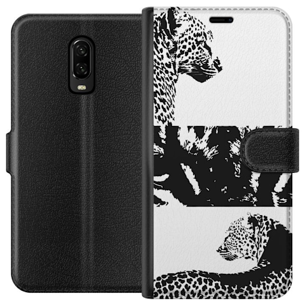 OnePlus 6T Tegnebogsetui Leopard Faces