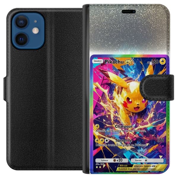 Kompatibel Tegnebogsetui til Apple iPhone 12 Pikachu gul