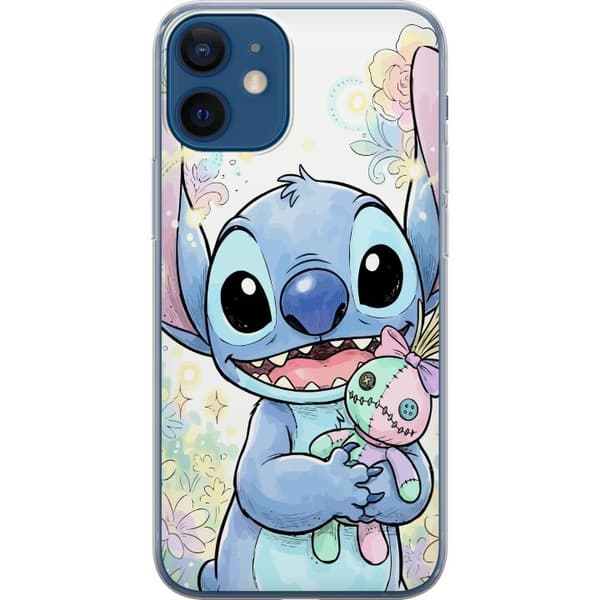 Kompatibelt Mobildeksel til Apple iPhone 12 Stitch holder en liten patchworkdukke blant pastellblomster og glitrende mønstre