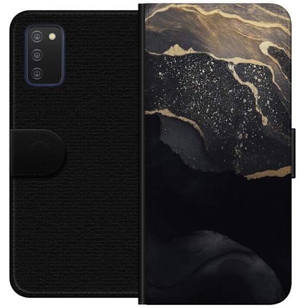 Samsung Galaxy A03s Tegnebogsetui Sort guld abstrakt