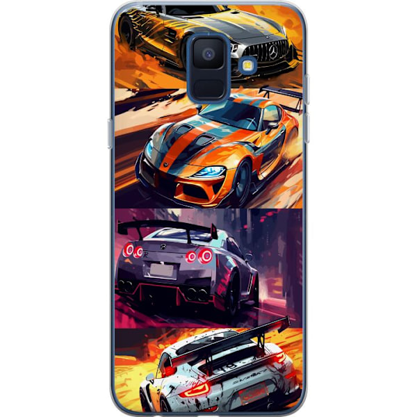 Samsung Galaxy A6 (2018) Genomskinligt Skal Rally Fever – fartfyllt motiv med rallybilar