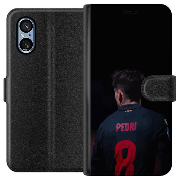 Sony Xperia 5 V Tegnebogsetui Pedri FC Barcelona Fodbold Spansk Midtbanespiller Mål Sportsmotivation Fans Børn Ungdom