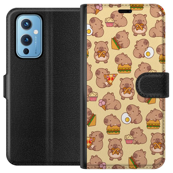 OnePlus 9 Plånboksfodral Kawaii capybara mobilskal med flera söta figurer