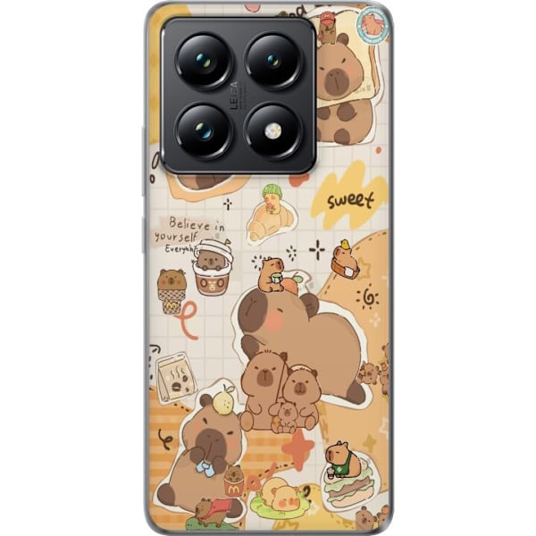 Xiaomi 14T Läpinäkyvä kuori Kawaii capybara mobilskal med gulliga djurmotiv