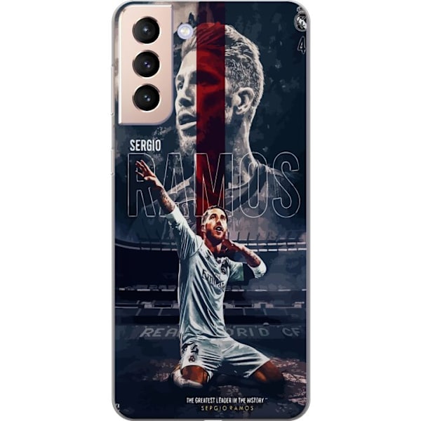 Samsung Galaxy S21 Läpinäkyvä kuori Ramos Jalkapallolegenda Motiivi Pelaaja Real Madrid Espanja Takaisin Ikoni Nimi Jalkapallotähti Urheilu