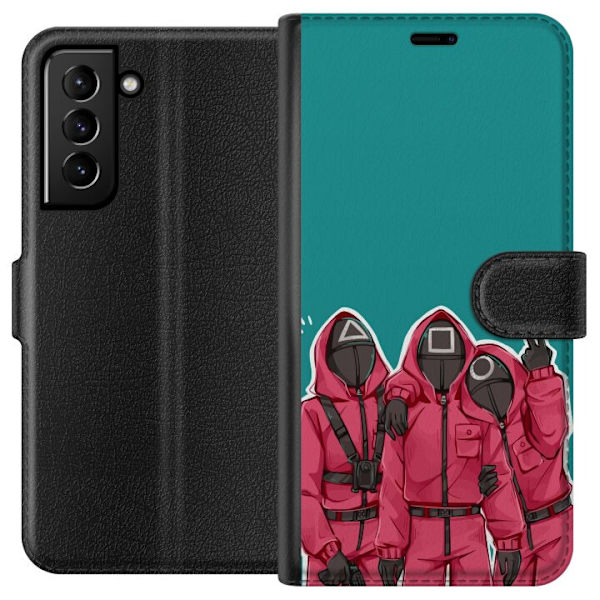 Samsung Galaxy S21+ 5G Plånboksfodral Squid Game Karaktärer Grafisk Design Seriefigurer Populär TV Motiv Asiatisk Stil Spännande Trend