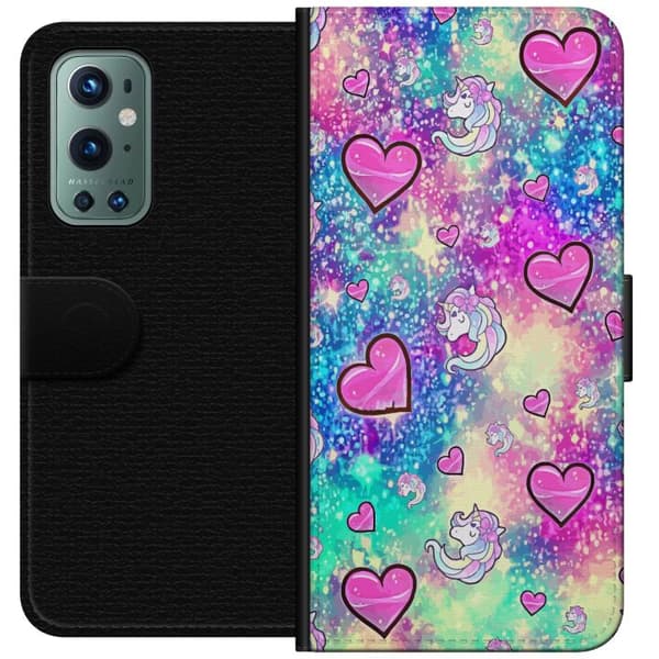 Kompatibel Tegnebogsetui til OnePlus 9 Pro Unicorn og Hjerter