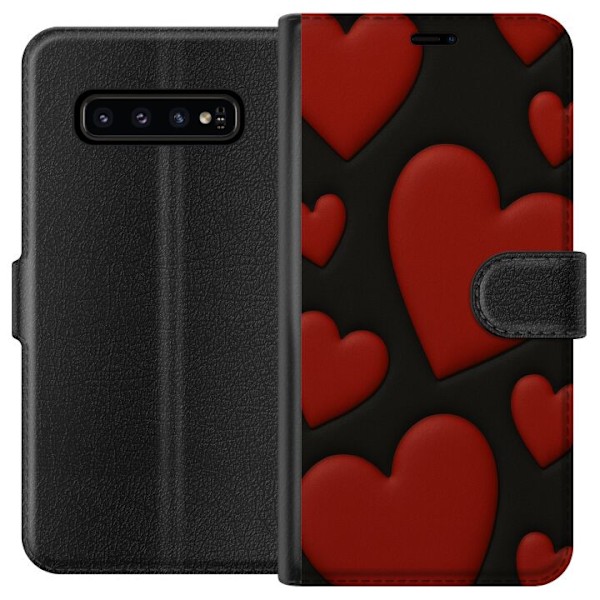 Samsung Galaxy S10 Plånboksfodral Red Velvet Hearts