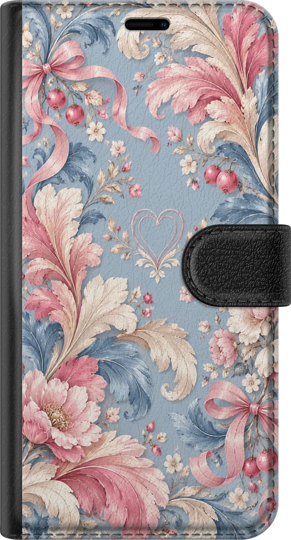 Kompatibelt Lommeboketui til Apple iPhone 12 Pro Max Blomsterornament blå