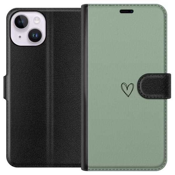 Yhteensopiva Lompakkokotelo Apple iPhone 14 Sydän Vihreä