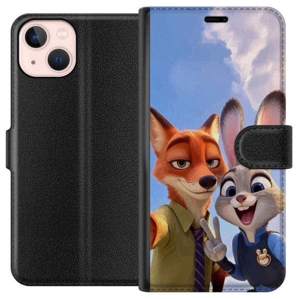 Kompatibel Tegnebogsetui til Apple iPhone 13 mini Zootopia Nick og Judy bedste venner