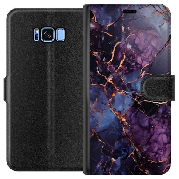 Kompatibel Tegnebogsetui til Samsung Galaxy S8 Marmor Blå Lilla