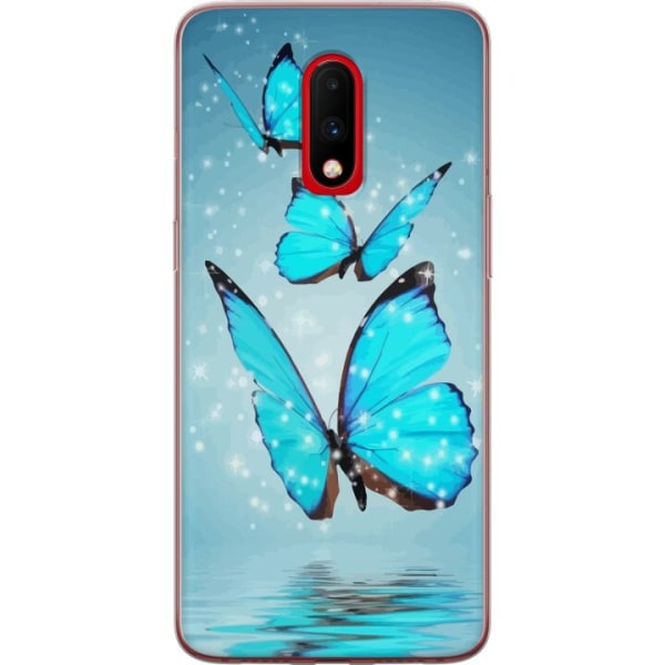OnePlus 7 Genomskinligt Skal Glittrande Fjärilar
