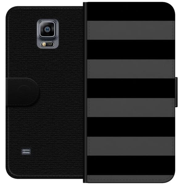 Kompatibelt Lommeboketui til Samsung Galaxy Note 4 Svartgrå striper svart