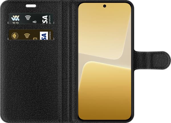 Kompatibel Tegnebogsetui til Xiaomi 13 Ternet flag - Sort motiv med sort-hvidt ternet flag. sort