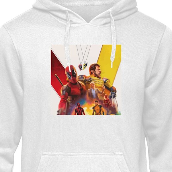 Hoodie för Vuxen | Bekväm Huvtröja Wolverine Deadpool vit XL