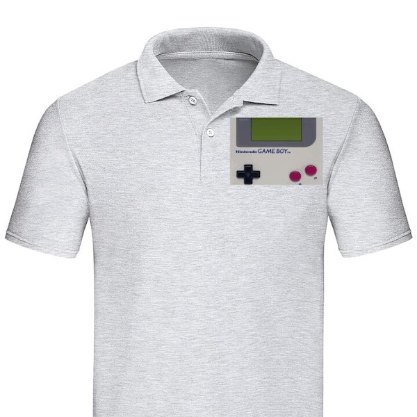 Poloshirt til Voksen | Elegant Poloshirt Game Boy Grå X-Large