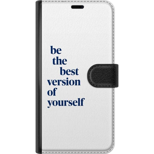 Kompatibel Tegnebogsetui til Google Pixel 9 Pro Motiverende citat Vær den bedste version af dig selv i mørkeblå tekst på hvid baggrund hvid