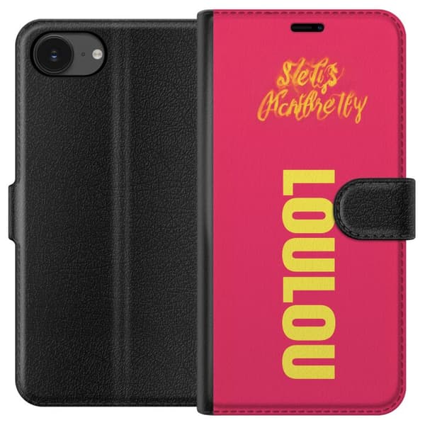 Kompatibelt Plånboksfodral till Apple iPhone 16e LOL LOL text rosa