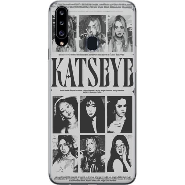 Kompatibelt Mobilskal till Samsung Galaxy A20s KATSEYE svartvit poster grå