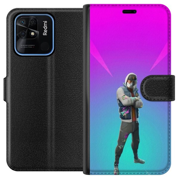 Xiaomi Redmi 10C Tegnebogsetui sort ridder fortnite