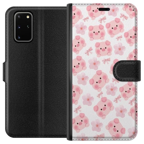 Kompatibel Tegnebogsetui til Samsung Galaxy S20+ Søde grise med blomster og sløjfer i lyserøde mønstre