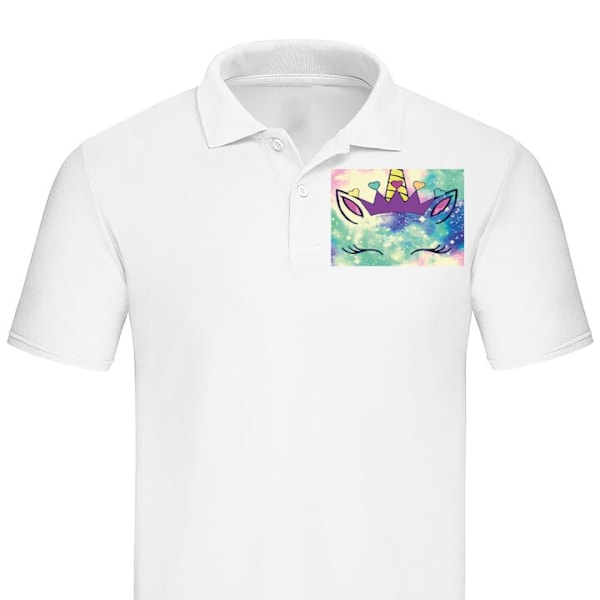 Poloshirt til Voksen | Elegant Poloshirt Enhjørningeansigt Hvid XX-Large