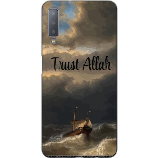 Kompatibelt Mobildeksel til Samsung Galaxy A7 (2018) Trust Allah över stormigt hav brun