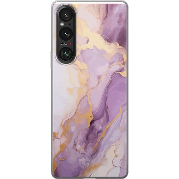 Sony Xperia 1 V Läpinäkyvä kuori Marmori Violetti Kulta