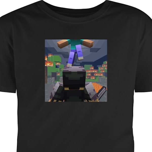 Børne T-shirt | Behagelig T-shirt til Børn Minecraft sort 5-6 År