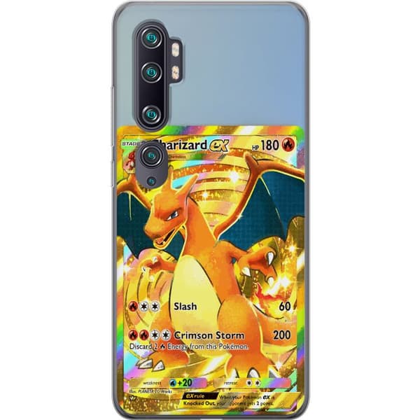 Kompatibelt Mobildeksel til Xiaomi Mi Note 10 GyllenCharizard EX samlerkort med regnbueeffekter gull