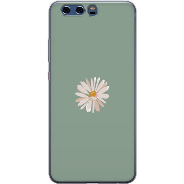 Huawei P10 Läpinäkyvä kuori Vihreä Minimalikukka - tyylikäs kukka vihreällä taustalla