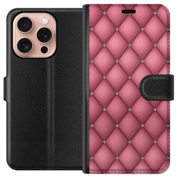 Apple iPhone 16 Pro Lompakkokotelo Uniikki Vaaleanpunainen Kuo