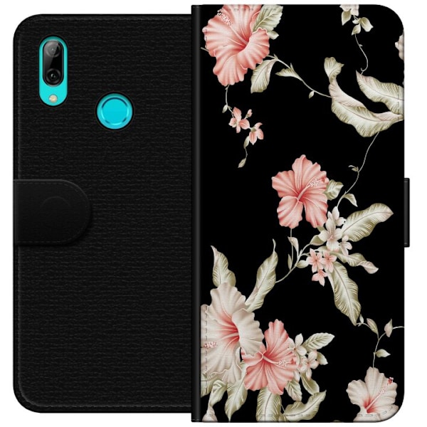 Huawei P smart 2019 Tegnebogsetui Florering Mønster Sort