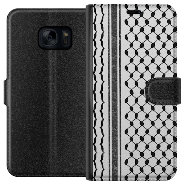Samsung Galaxy S7 Lompakkokotelo Palestiinalainen kuvio - perinteiseen tyyliin inspiroima keffiyeh-kangas